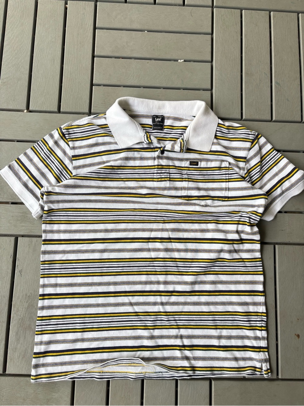 Lee White, Yellow & Black Striped Polo